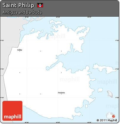 Silver Style Simple Map of Saint Philip