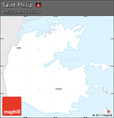 Silver Style Simple Map of Saint Philip