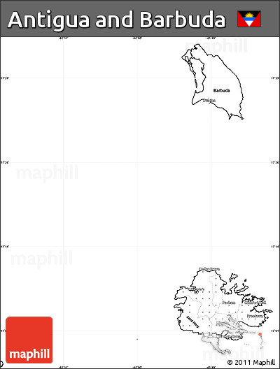 Blank Simple Map of Antigua and Barbuda