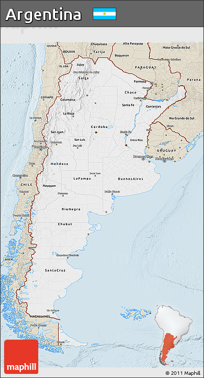 Classic Style 3D Map of Argentina