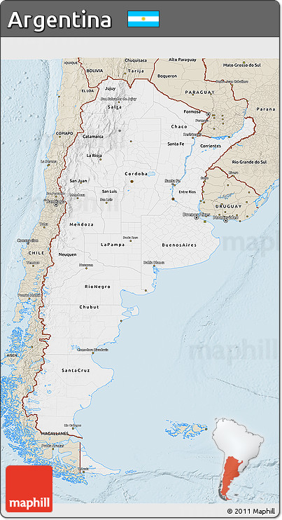 Classic Style 3D Map of Argentina