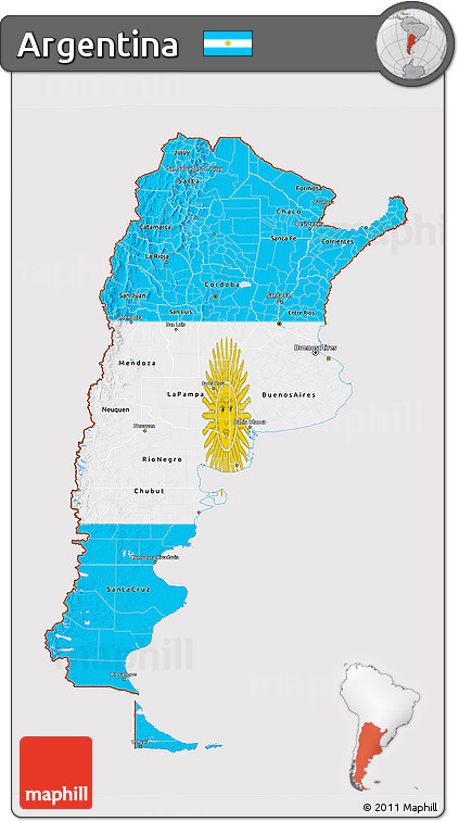 Flag 3D Map of Argentina