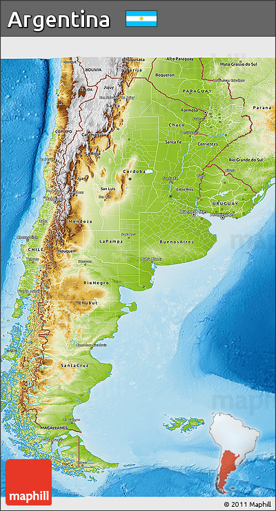 Physical 3D Map of Argentina