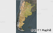 Satellite 3D Map of Argentina, darken, semi-desaturated