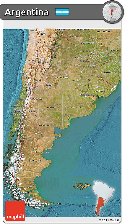 Satellite 3D Map of Argentina