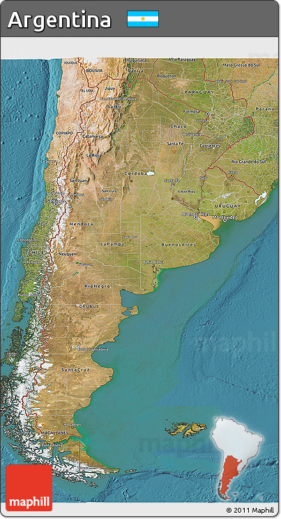 Satellite 3D Map of Argentina