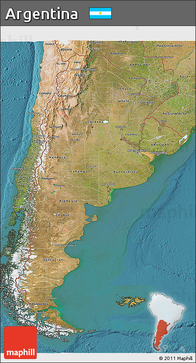 Satellite 3D Map of Argentina