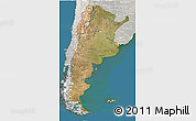 Satellite 3D Map of Argentina, lighten, semi-desaturated, land only