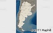Shaded Relief 3D Map of Argentina, darken