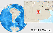 Shaded Relief Location Map of Carlos Tejedor