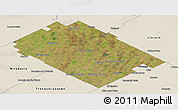 Satellite Panoramic Map of Carlos Tejedor, shaded relief outside