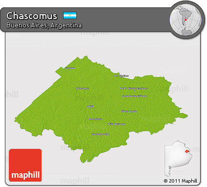 Physical 3D Map of Chascomus, cropped outside