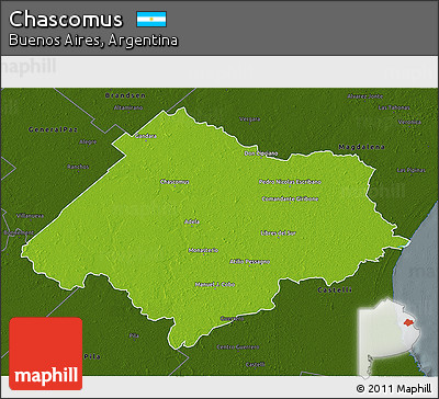 Physical 3D Map of Chascomus, darken