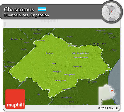 Physical 3D Map of Chascomus, darken