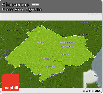 Physical 3D Map of Chascomus, darken