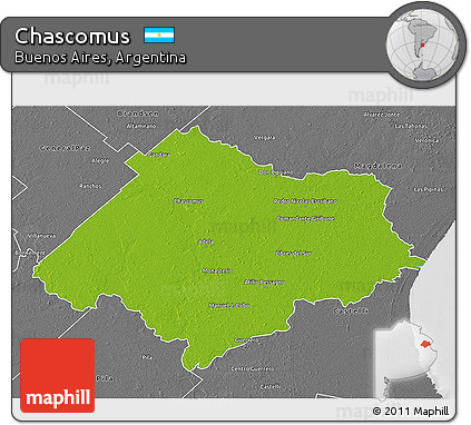 Physical 3D Map of Chascomus, desaturated
