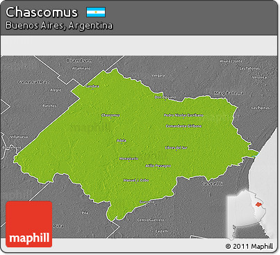 Physical 3D Map of Chascomus, desaturated