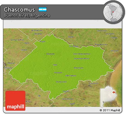 Physical 3D Map of Chascomus, satellite outside