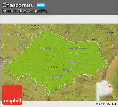 Physical 3D Map of Chascomus, satellite outside