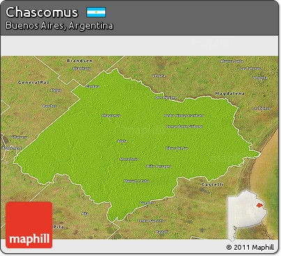 Physical 3D Map of Chascomus, satellite outside
