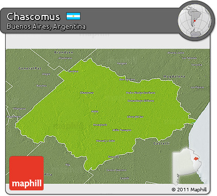 Physical 3D Map of Chascomus, semi-desaturated