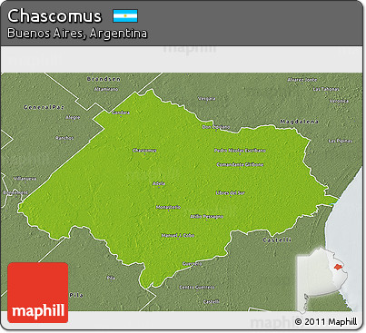 Physical 3D Map of Chascomus, semi-desaturated