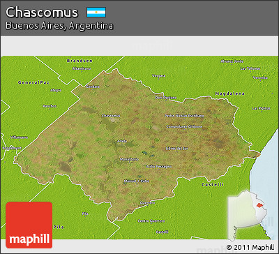 Satellite 3D Map of Chascomus, physical outside