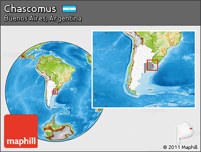 Physical Location Map of Chascomus, highlighted country, highlighted parent region, within the entire country