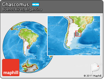 Physical Location Map of Chascomus, highlighted country, highlighted parent region, within the entire country
