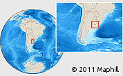 Shaded Relief Location Map of Chascomus, within the entire country