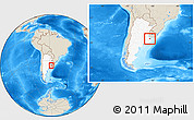Shaded Relief Location Map of Chascomus, highlighted country, within the entire country