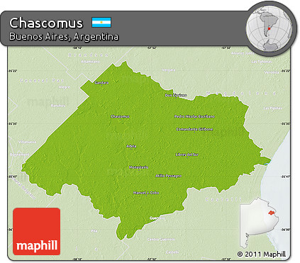 Physical Map of Chascomus, lighten