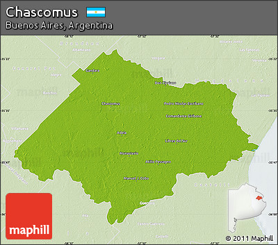 Physical Map of Chascomus, lighten