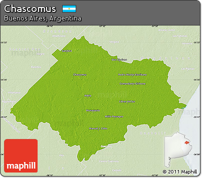 Physical Map of Chascomus, lighten