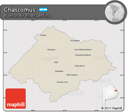 Shaded Relief Map of Chascomus, cropped outside
