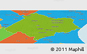Physical Panoramic Map of Chascomus, political outside