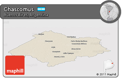 Shaded Relief Panoramic Map of Chascomus, cropped outside