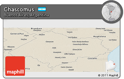 Shaded Relief Panoramic Map of Chascomus