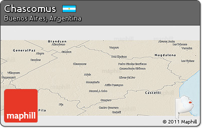 Shaded Relief Panoramic Map of Chascomus