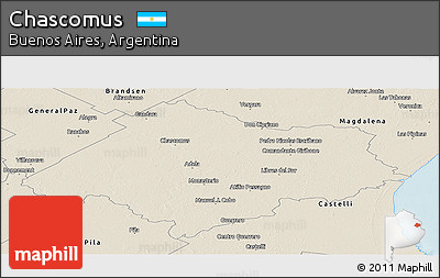 Shaded Relief Panoramic Map of Chascomus