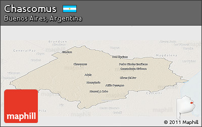 Shaded Relief Panoramic Map of Chascomus, lighten