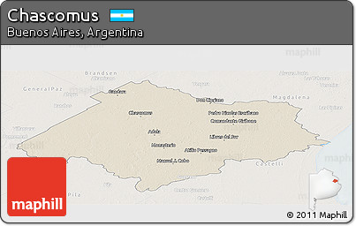 Shaded Relief Panoramic Map of Chascomus, lighten