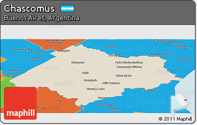 Shaded Relief Panoramic Map of Chascomus, political outside