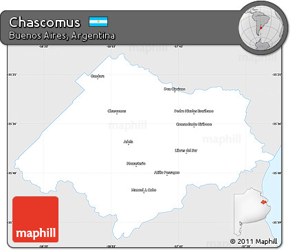 Silver Style Simple Map of Chascomus, single color outside