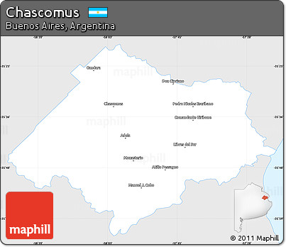 Silver Style Simple Map of Chascomus, single color outside