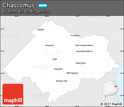 Silver Style Simple Map of Chascomus, single color outside
