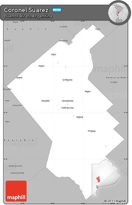 Gray Simple Map of Coronel Suarez