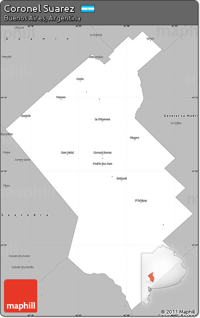 Gray Simple Map of Coronel Suarez