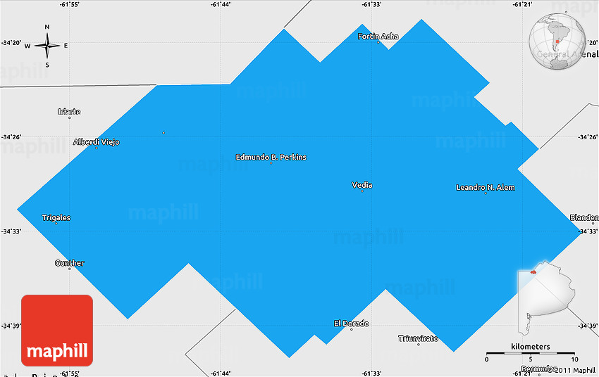 Political Simple Map of Leonardo N. Alem, single color outside, borders