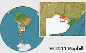 Satellite Location Map of Merlo, highlighted parent region
